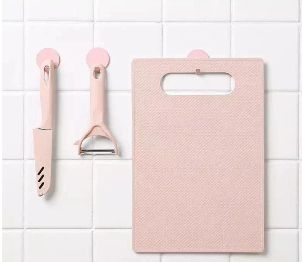 3 Piece Knife, Peeler, and Chopping Board Set All in One Kitchen Essentials