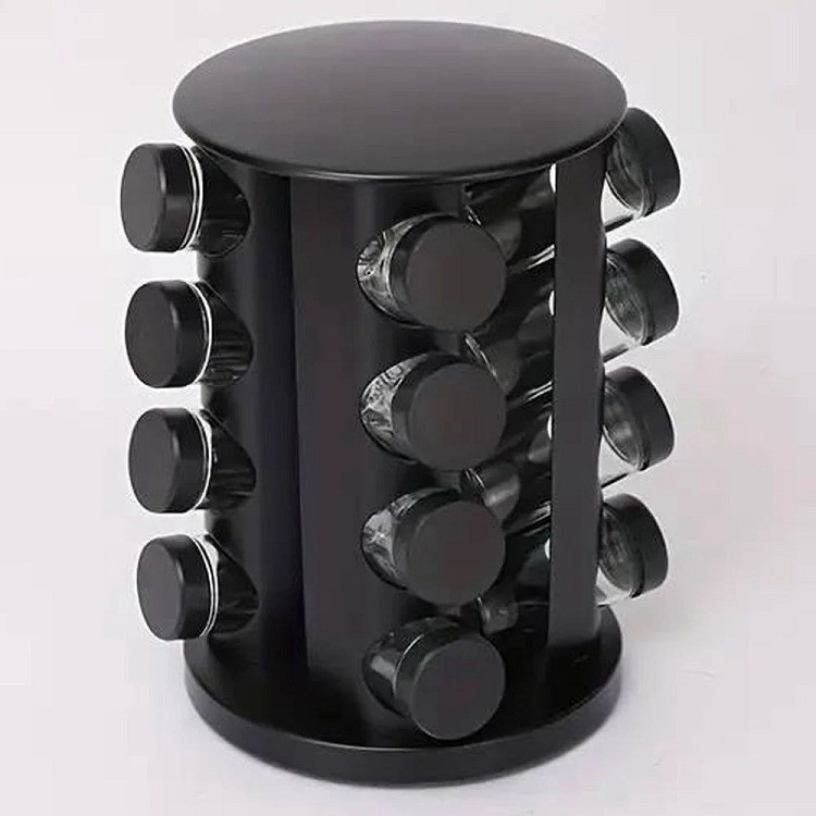 12 Glass Jars Spice Rack with Stand | Kitchen Condiment Storage Organizer Set