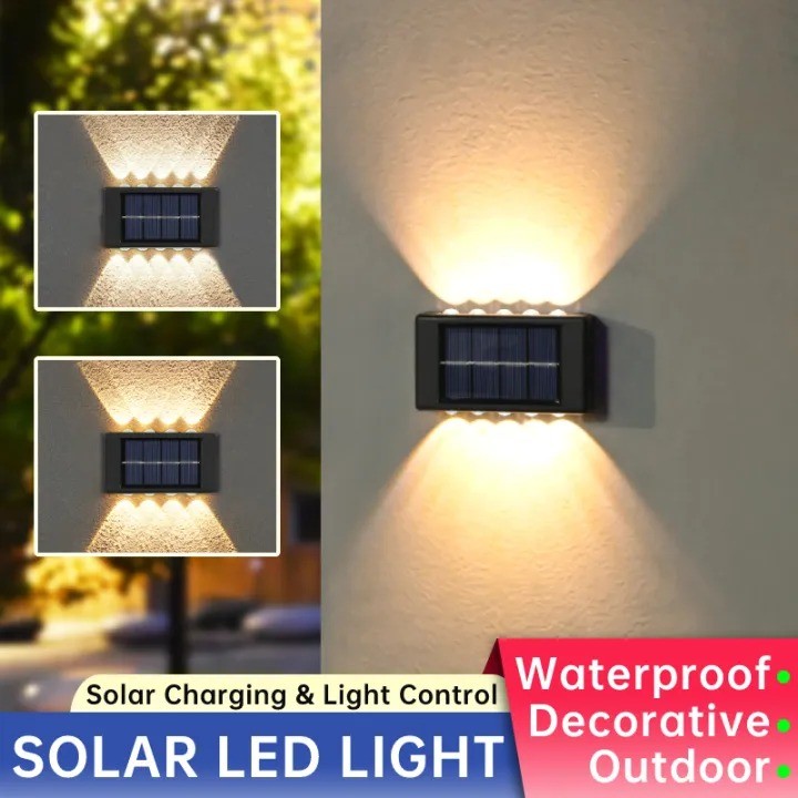6 Led 2 Pcs Solar Wall Lamp - Up And Down