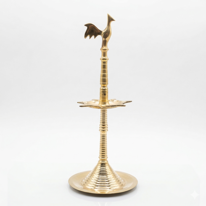 Traditional 12-Inch Brass Oil Lamp - Elegant Ceremonial Pahana for Home Decor