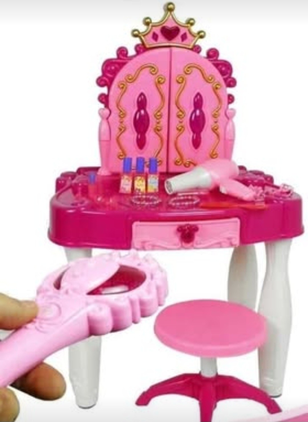 Girls Pink Musical Dressing Table Vanity Light Mirror Play Set