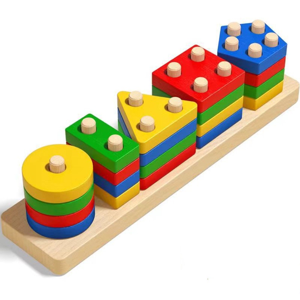 Kids Wooden 5 in 1 Shape Sorting Set