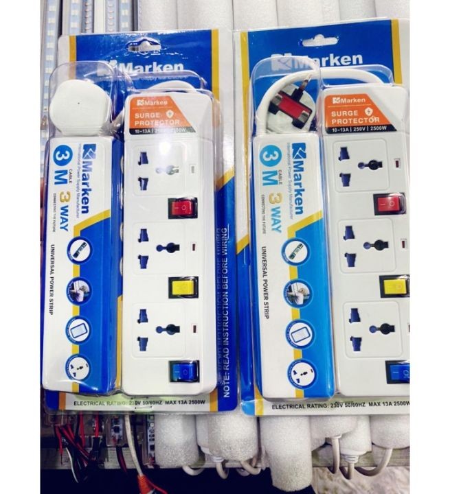 Marken 3 Way Extension Cord – 3M Multi Plug Power Strip