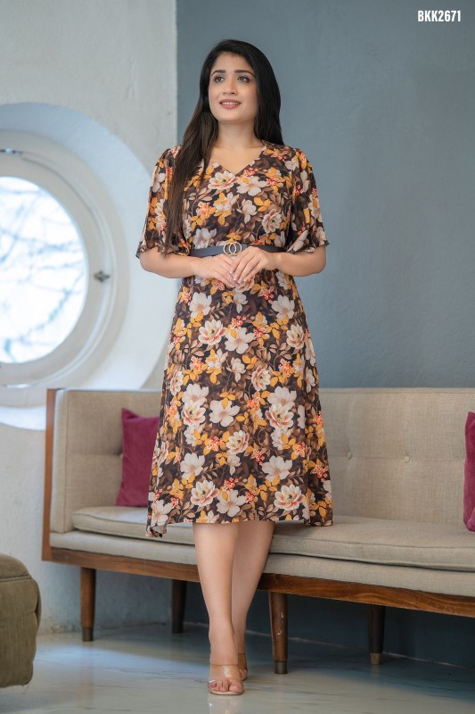 Butterfly Sleeve frock with Sweetheart neck