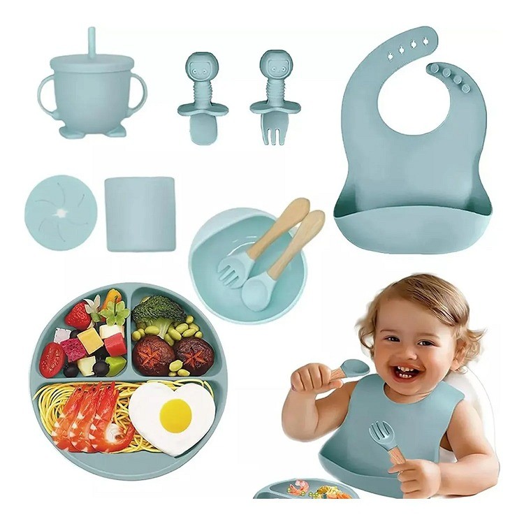 8 Pcs Silicone Toddler Feeding Set