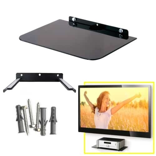 DVD Player Glass Stand – Q08 Adjustable Media Shelf for Home Entertainment Systems & Audio-Video Equipment