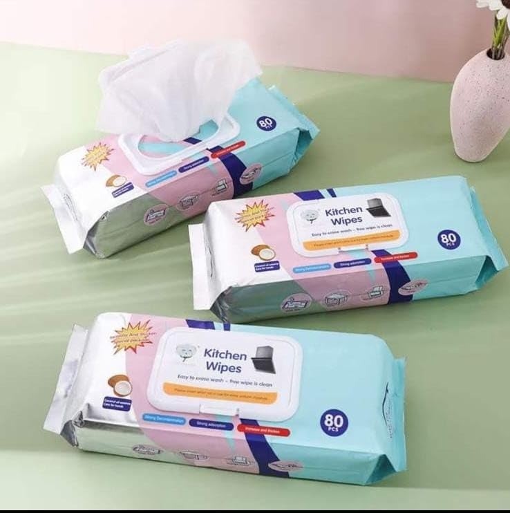 80 PCS Kitchen Cleaning Wipes – Disposable Multi-Purpose Wipes for Home