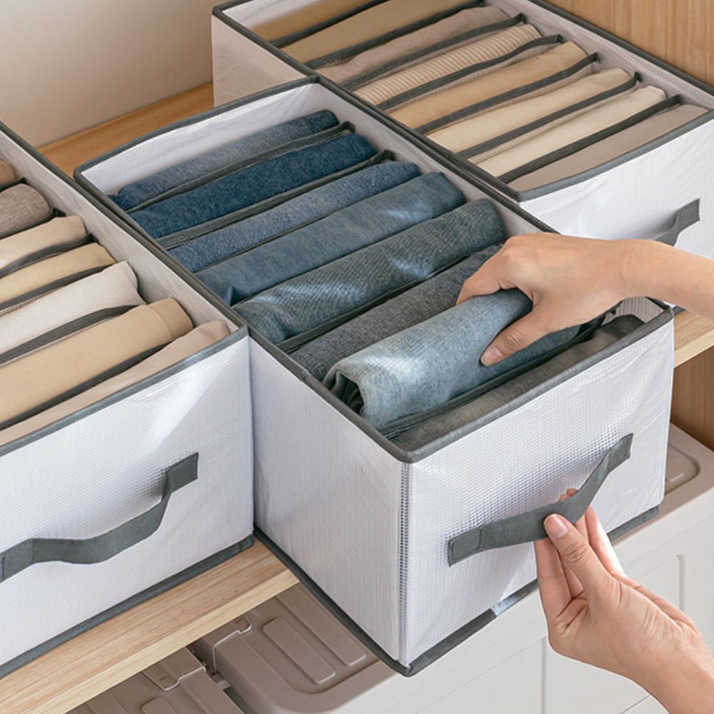 8-Grid Cloth Storage Box – Multi-Compartment Organizer for Clothes & Accessories