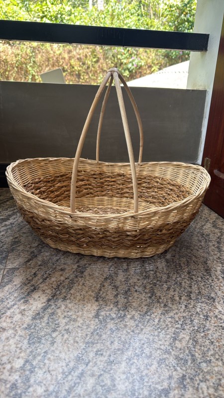 Handmade Gal Laha Pan and Korawal Rush Storage Basket - 18x15x5 Inches