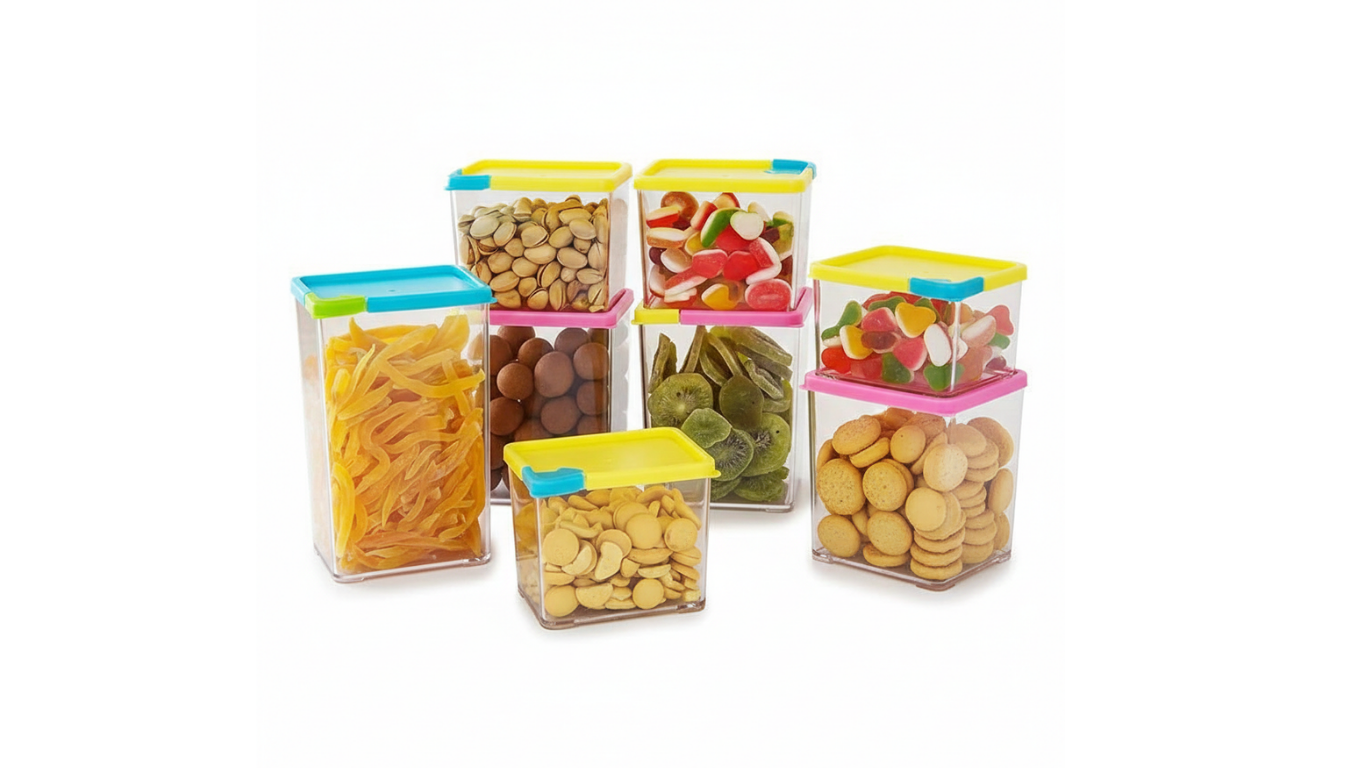 6 Pcs Stackable Container Set | Airtight Kitchen Storage Boxes