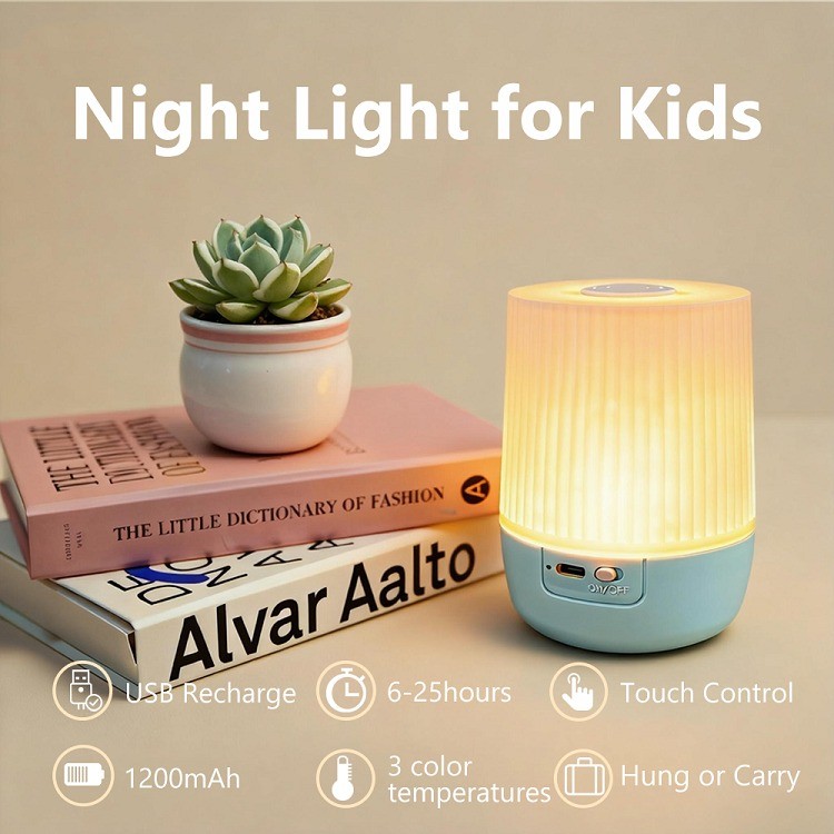 TL72 LED Touch Round Night Lamp | Rechargeable Bedside Touch Light for Bedroom