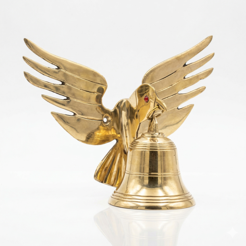 Premium Brass Eagle Bell - Handcrafted Hanging Bell for Home Decor and Spiritual Use