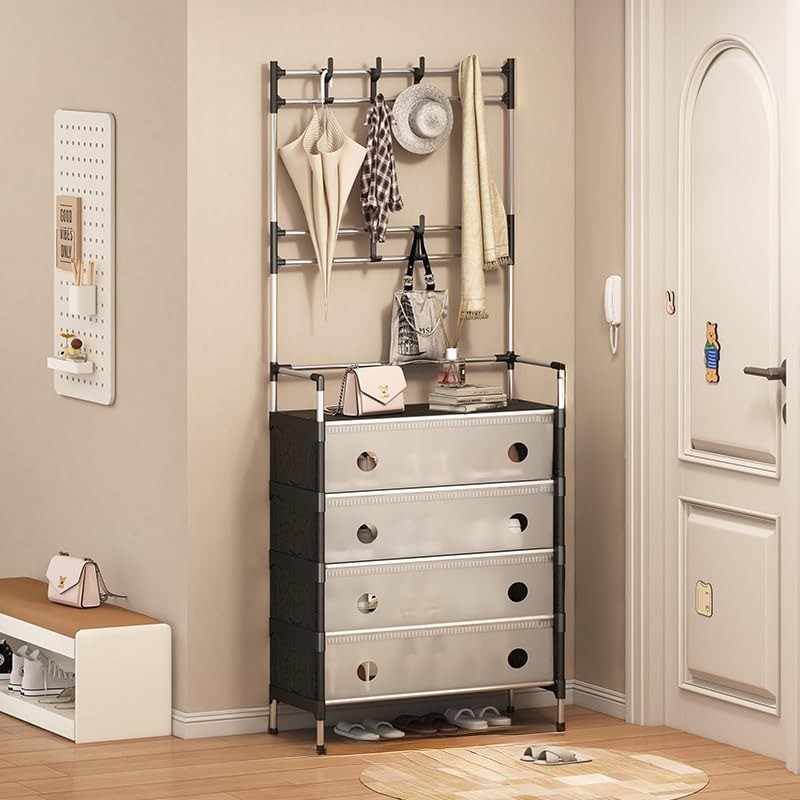 5 Layer Dustproof Shoe Rack With Hanging Organizer