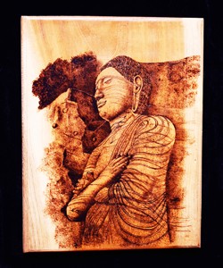 Buddha Statue of Gal Viharaya - Sri Lanka / Wood Burn Art / Pyrography / GGGV - 00027