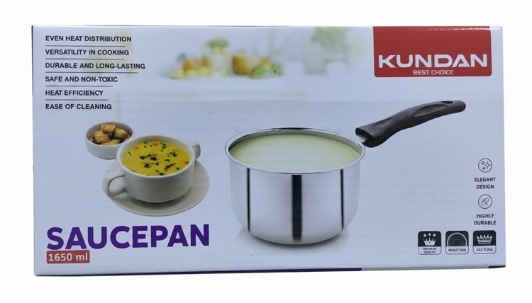 Kundan Stainless Steel Saucepan – 1650ml | Durable Cooking Pot