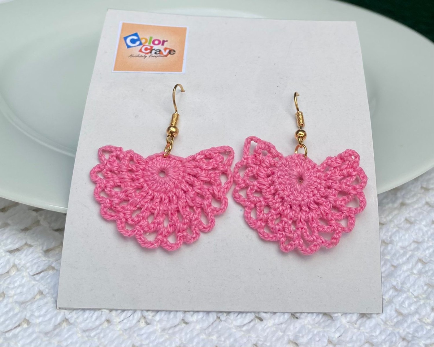 Crochet Dangle Earring - Pink