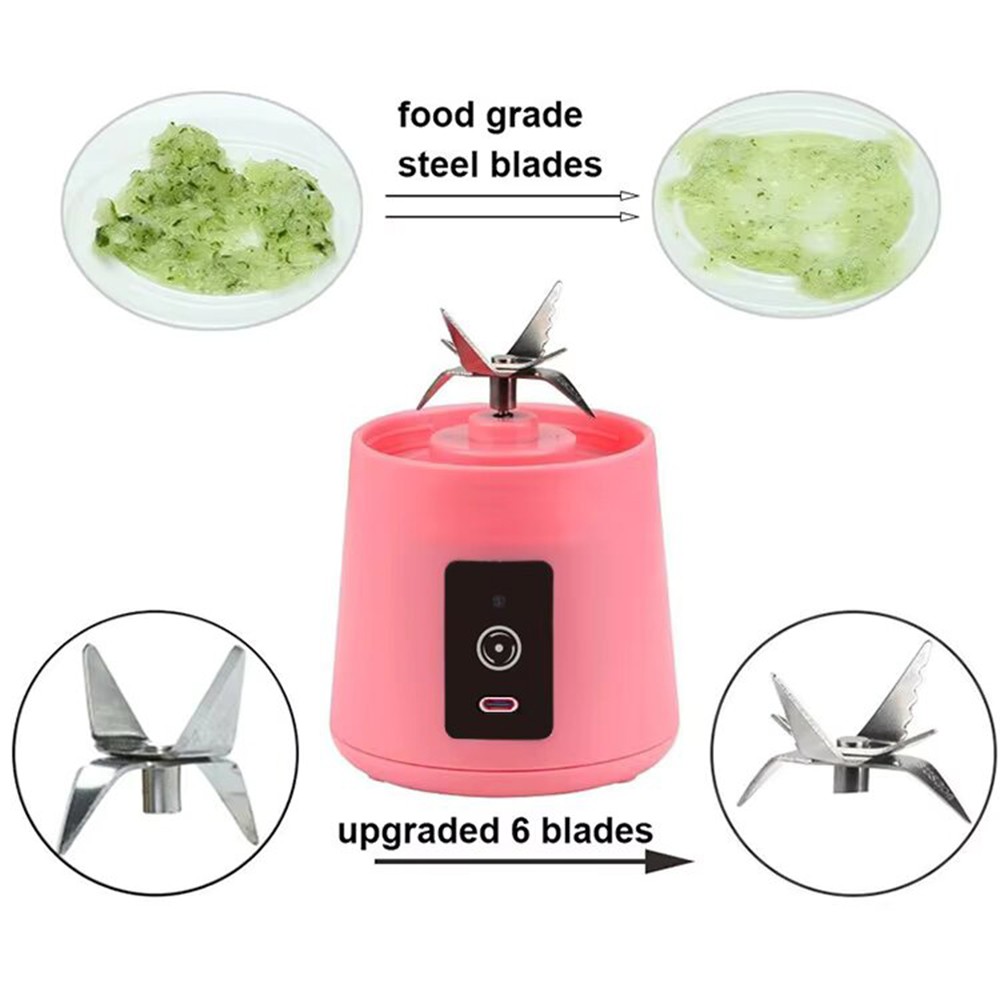 6-Blade Portable Juice Blender – Rechargeable Personal Smoothie & Fruit Mixer