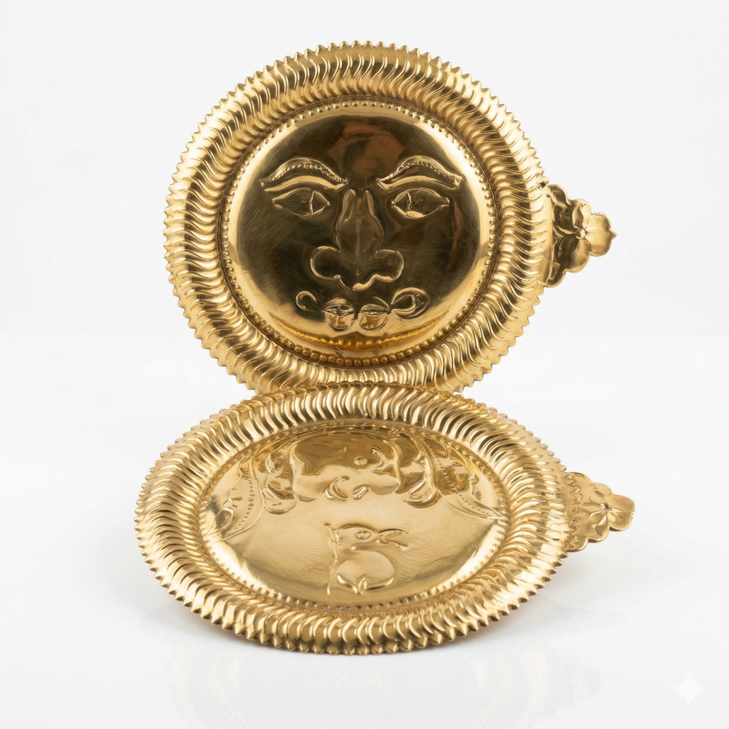 Traditional Brass Sun and Moon Wall Hanging - 6" 8" and 12" Handcrafted Piththala Decor