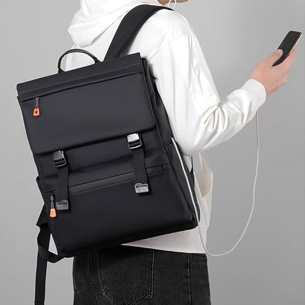 StyleVault Backpack Black – High Quality Waterproof Travel & Laptop Backpack with USB Port