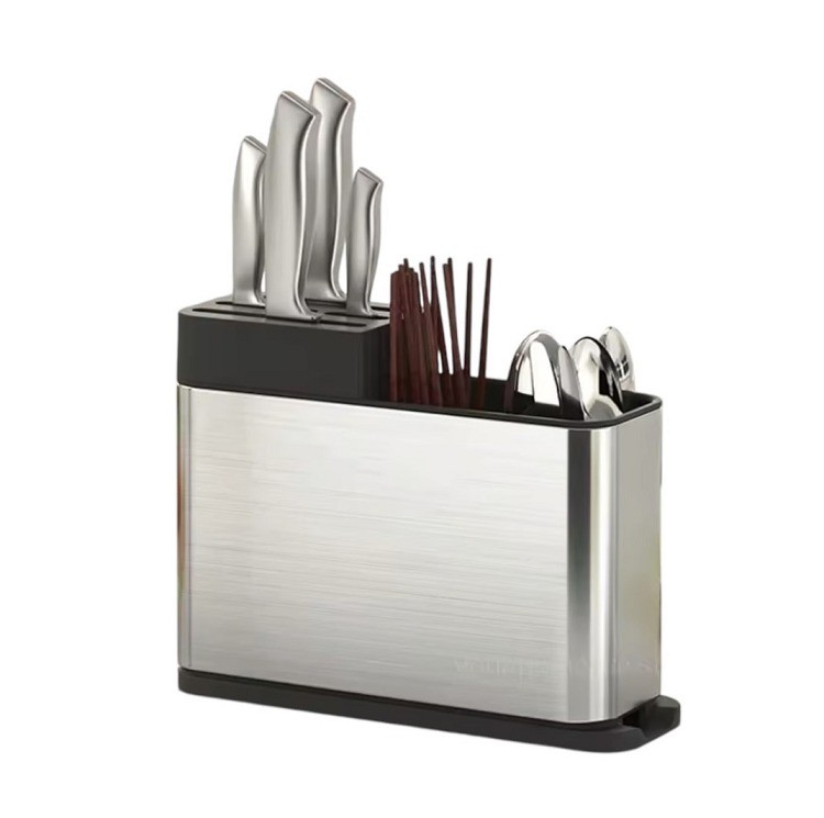 Stainless Steel Cutlery & Knife Holder – Kitchen Utensil Storage Organizer
