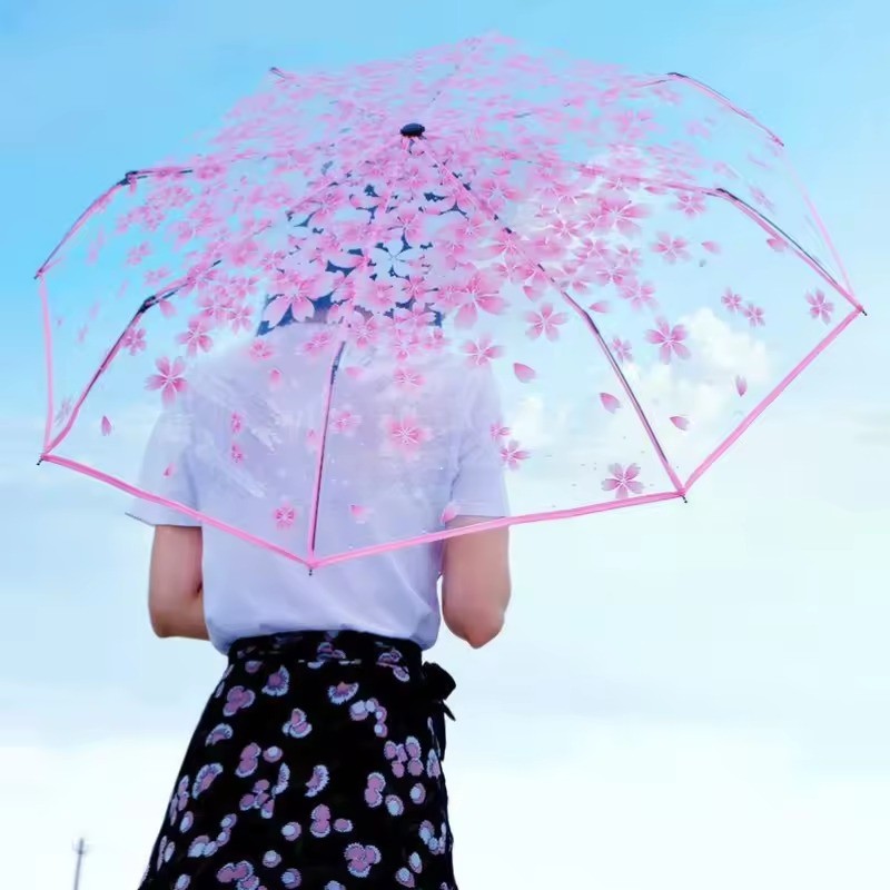 Transparent Flower Design Umbrella