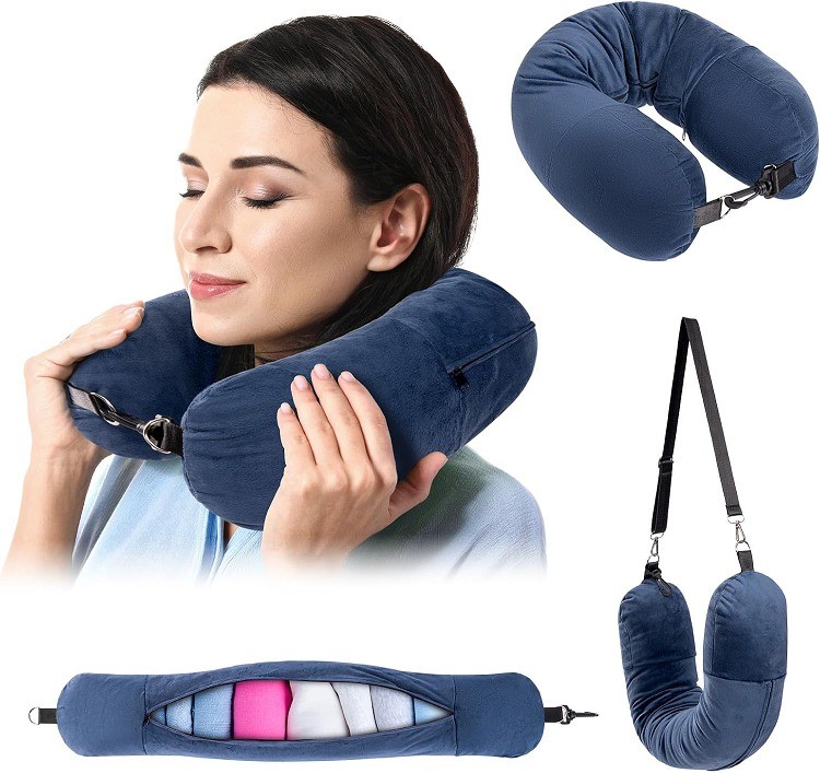 Fillable Travel Neck Pillow | Portable U-Shape Neck Support Pillow for Travel