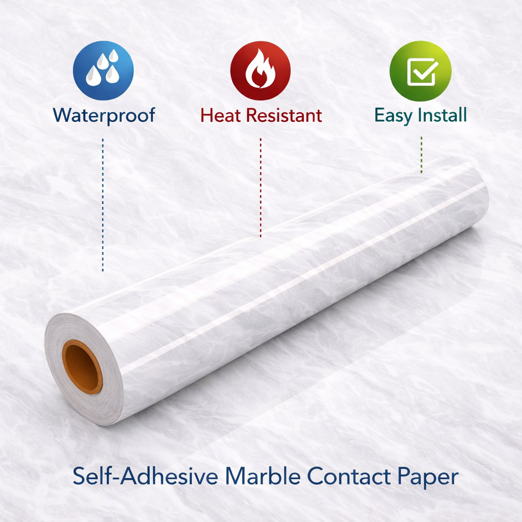 60cm x 5m Marble Wall Sticker XL-051 – Self Adhesive Waterproof Marble Contact Paper for Kitchen & Furniture