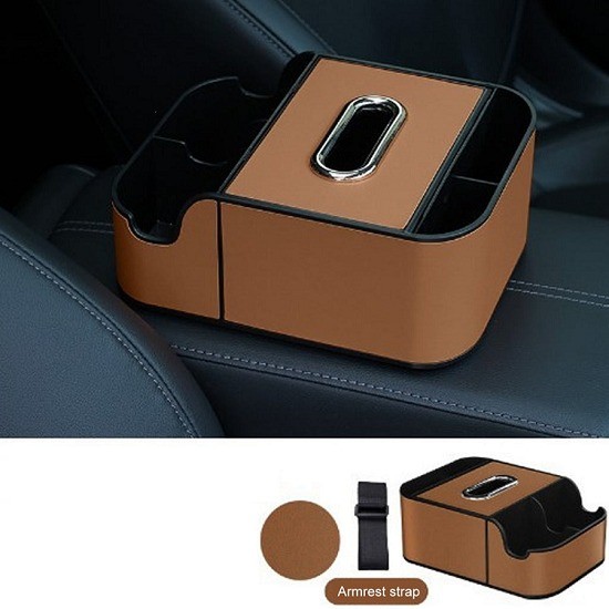Car Storage Box With Tissue Holde