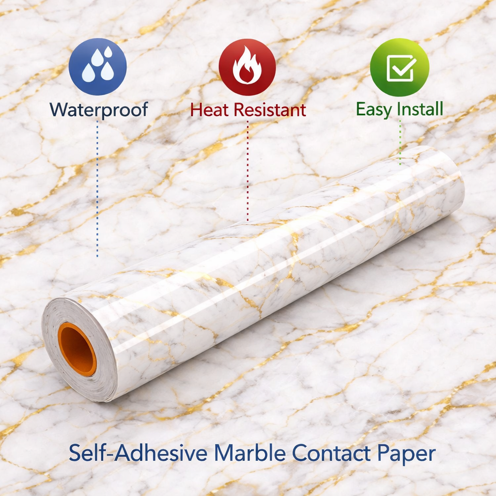 60cm x 5m Marble Wall Sticker XL-A009 – Self Adhesive Waterproof Marble Contact Paper for Walls, Cabinets & Furniture  SEO Tags