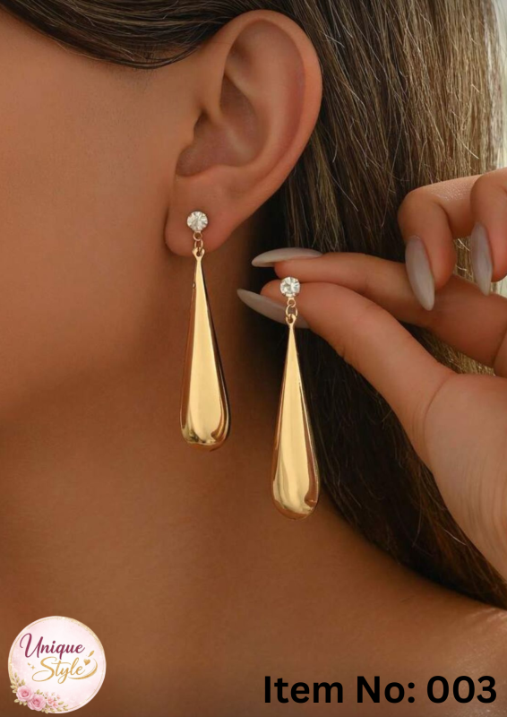 Gold Long Teardrop Earrings