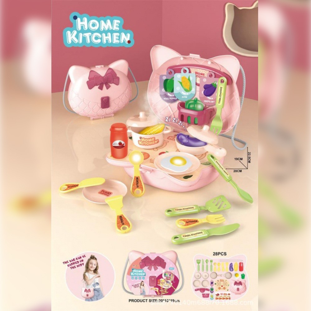 Kids Home Kitchen Backpack – 28-Piece Pretend Play Cooking & Chef Set