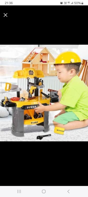 Kids Power Tools Bench Workshop - Kids Workbench Box with Belt, Chainsaw Toy, & More Power Tool Toys -