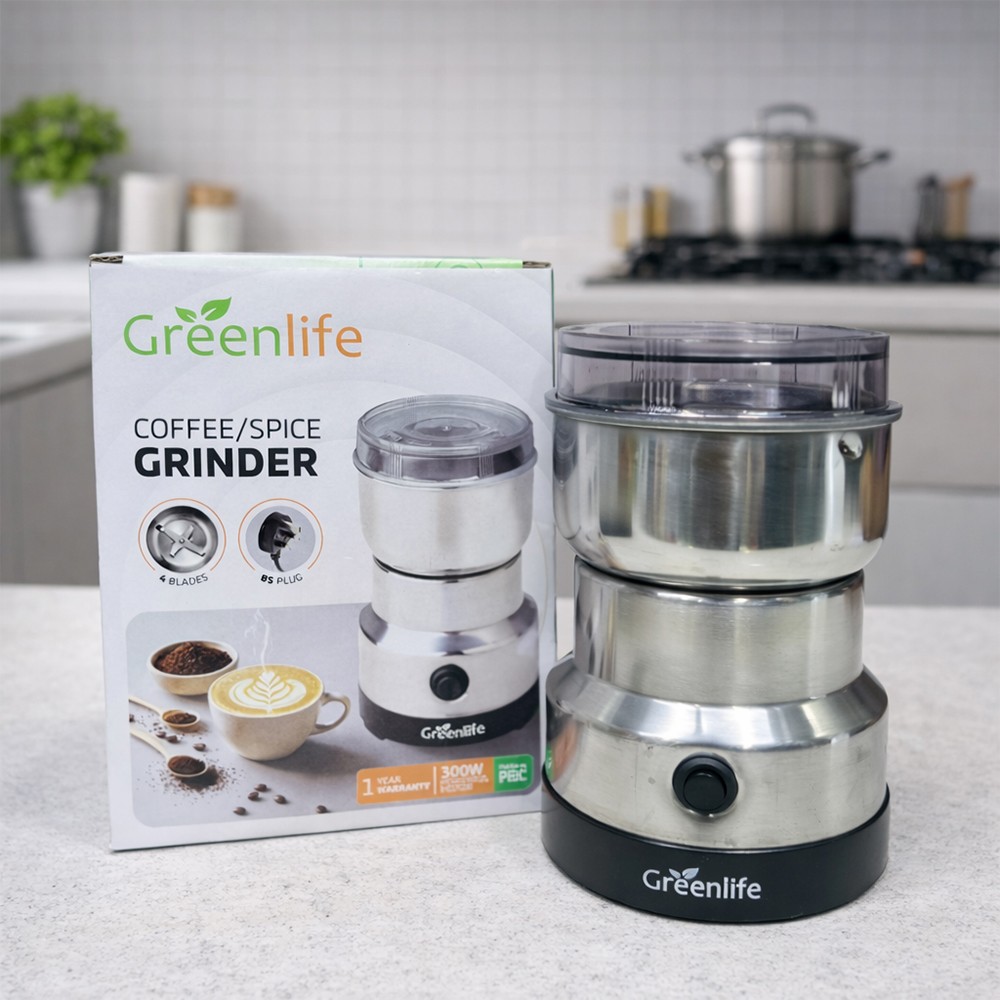 Greenlife 300W Electric Coffee Grinder – Stainless Steel Bean Grinder for Home & Kitchen