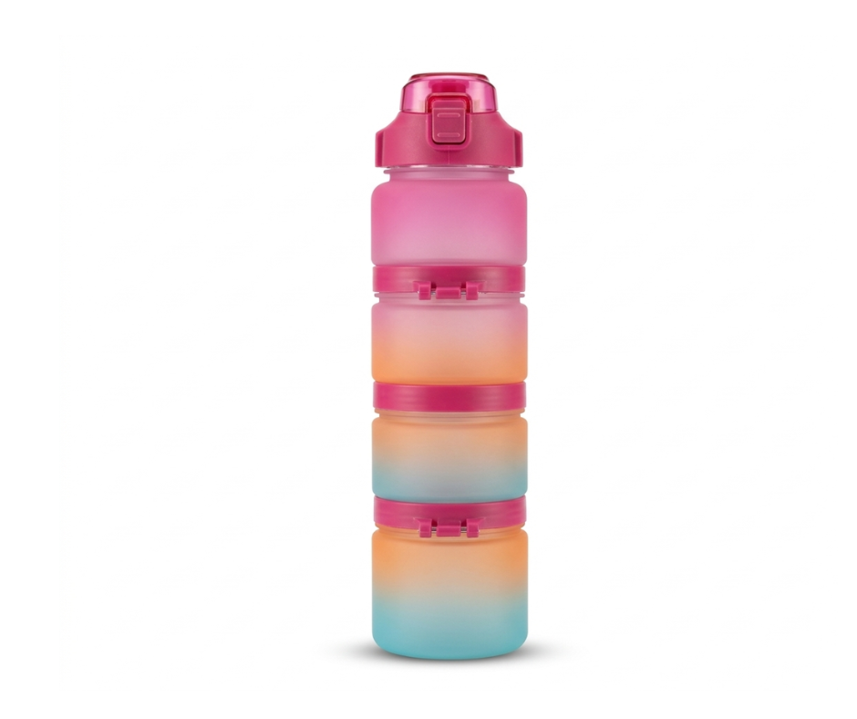 4 In 1 Multicolor Water Bottle Set | Portable Stackable Water Bottle for Travel & Kids