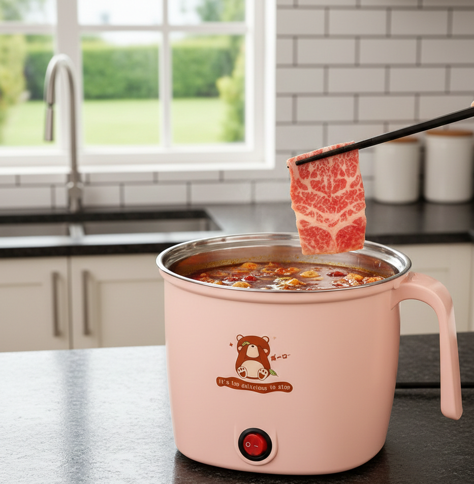 Aoweila 1.6L Electric Cooking Pot – Multi-Function Mini Hot Pot for Noodles, Soup, Rice & Travel Cooking