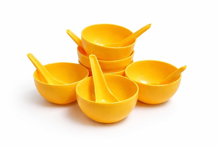Plastic 6 Pcs Soup Bowl With Spoon Set | Lightweight Dining Bowls