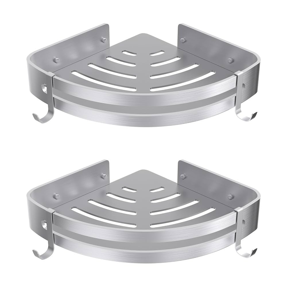 Bathroom Shelf – Silver Wall-Mounted Storage Rack for Toiletries & Accessories