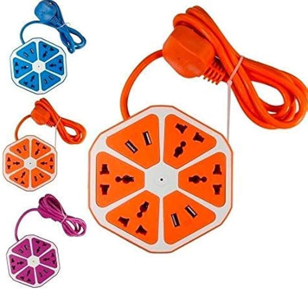 4 USB Hexagon Power Socket – Multi-Port Smart Charging Hub