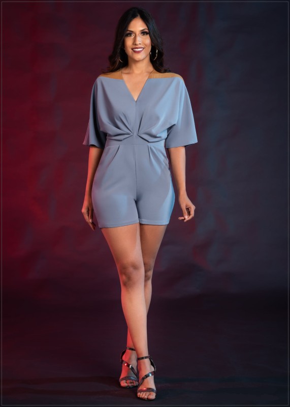 Two Toned Bat wing Romper