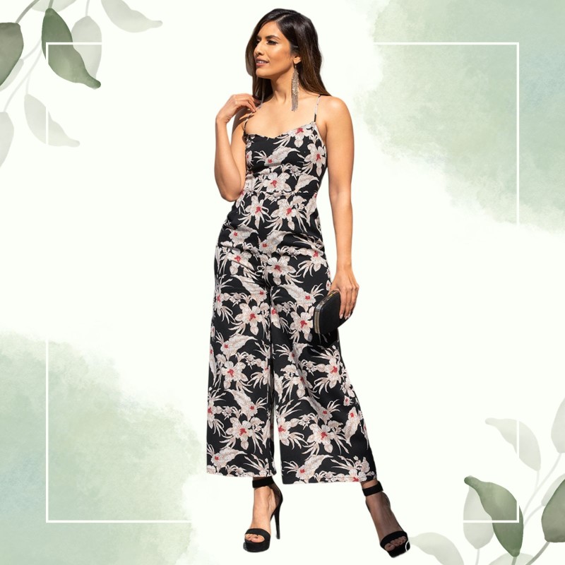 Cross Back Floral Jumpsuit