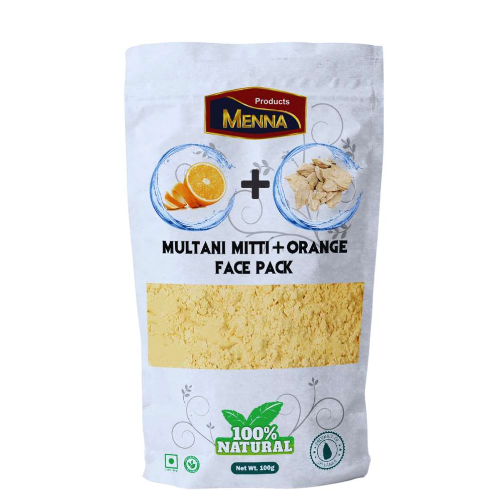 Multani Mitti + Orange Face Pack Powder 100g - Natural Brightening & Deep Cleansing Formula