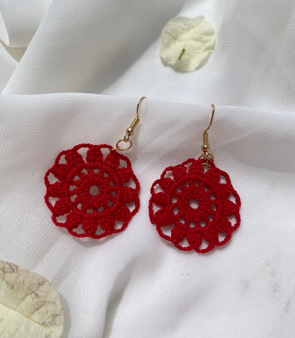 Crochet Dangle Earring - Red