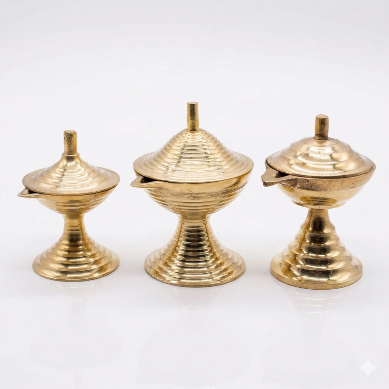 Traditional Sri Lankan Beeralu Terracotta Covered Oil Lamp  (L, M, S) - Authentic Decor