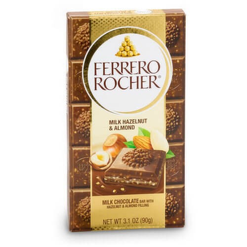 Ferrero Rocher Hazelnut & Almond Milk Chocolate Bar 90G