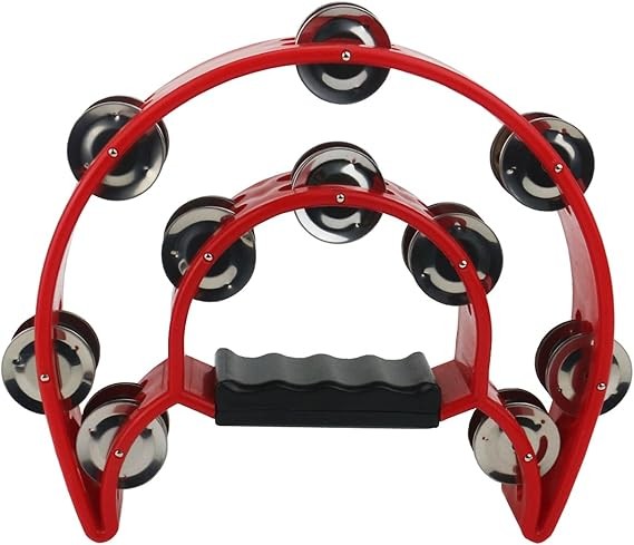 Flexzion Half-Moon Tambourine – Double Row Metal Jingles