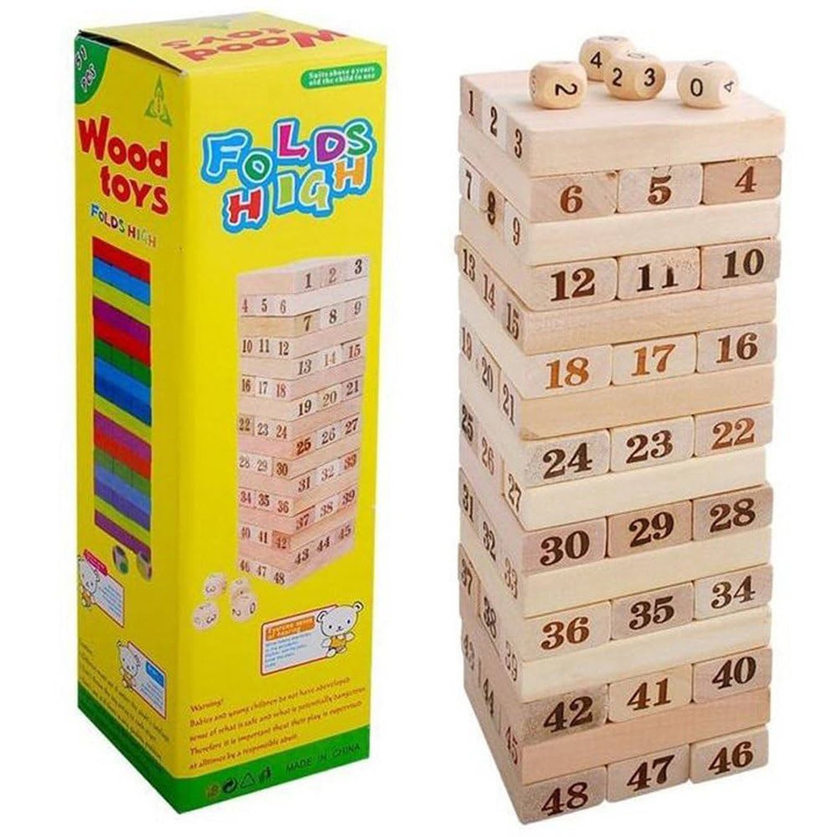 Kids 48pcs Wooden Number Building Blocks – Educational Math & Learning Toy