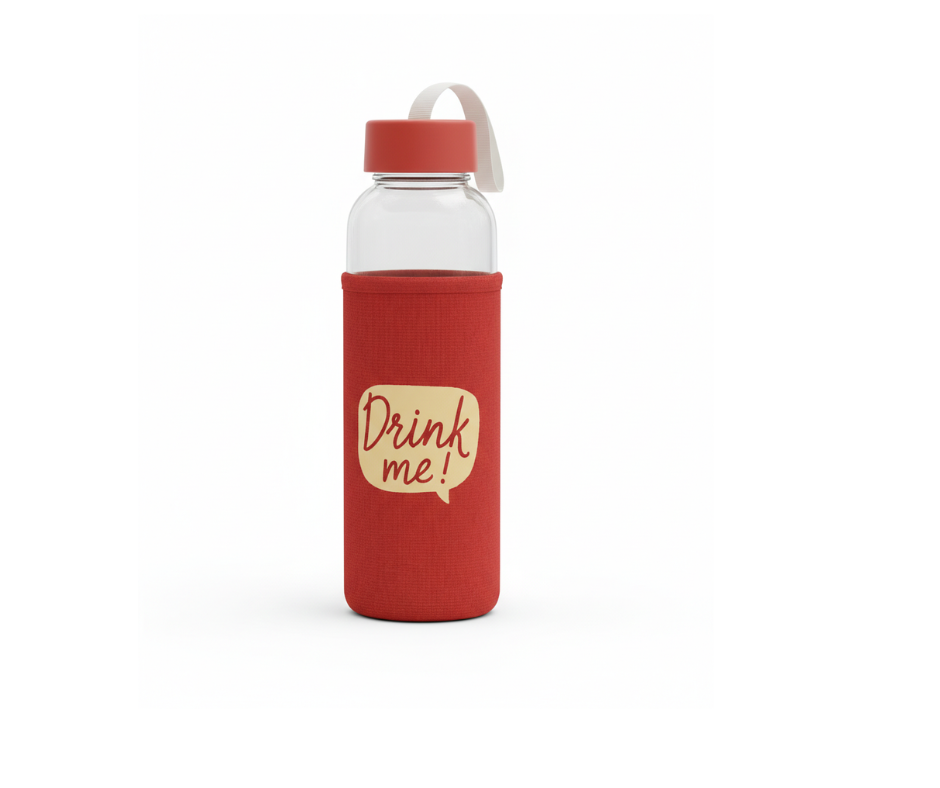 Drink Me Glass Water Bottle With Cover – 785-2 | Stylish Reusable Beverage Bottle