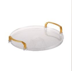 Round Tray with Gold Handle