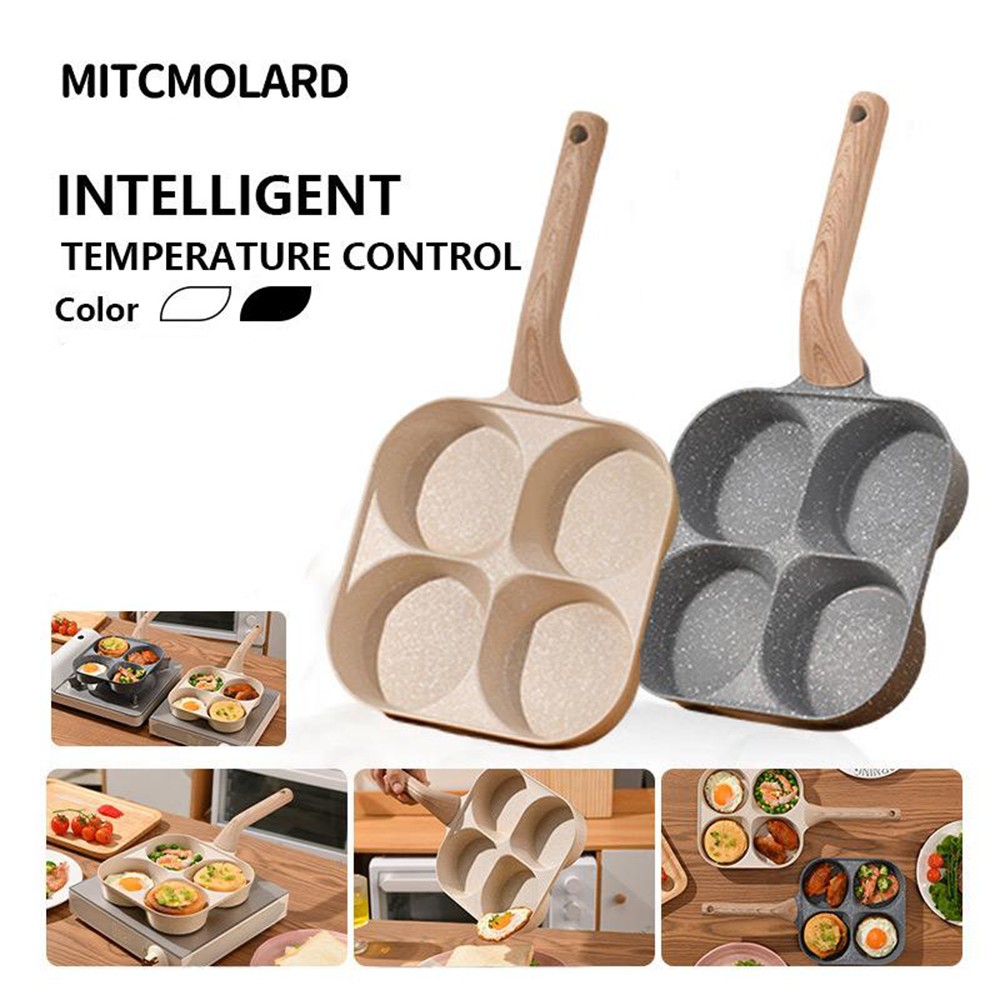 Synmore 4-Hole Non-Stick Frying Pan – Multi-Section Egg & Pancake Pan for Breakfast Cooking